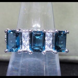 Judith Ripka Blue Topaz/CZ Ring Sz 7